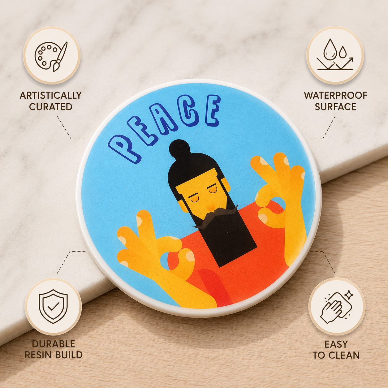 Peace Beard Coaster