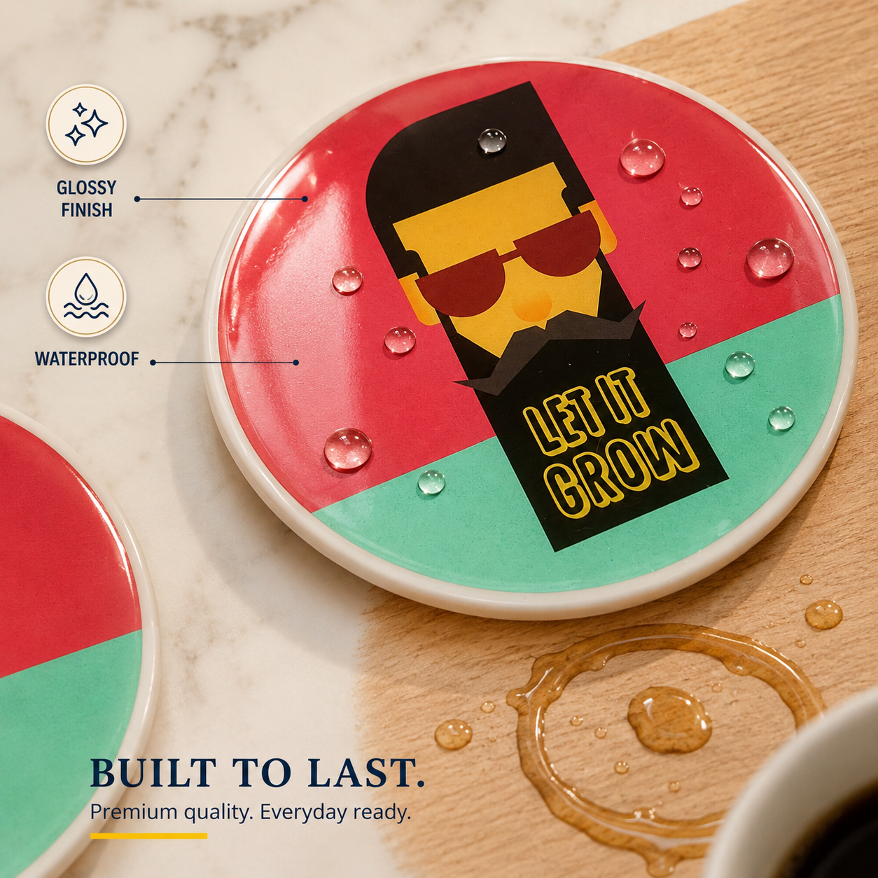 Let it grow Beard Coaster