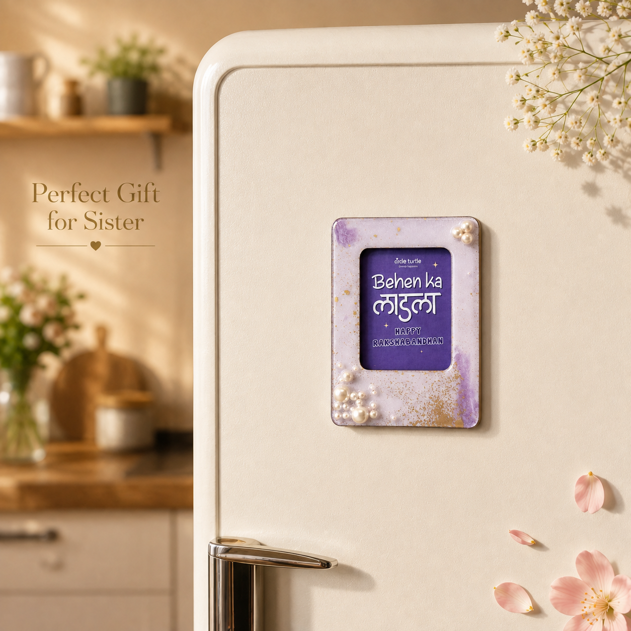 Purple Themed 2 in 1 Fridge Magnet & Desk Frame