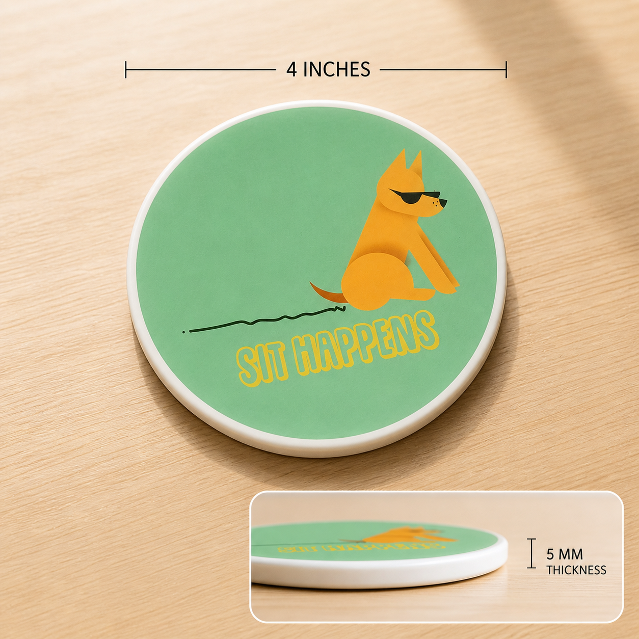 Sit happens & paw squad coaster