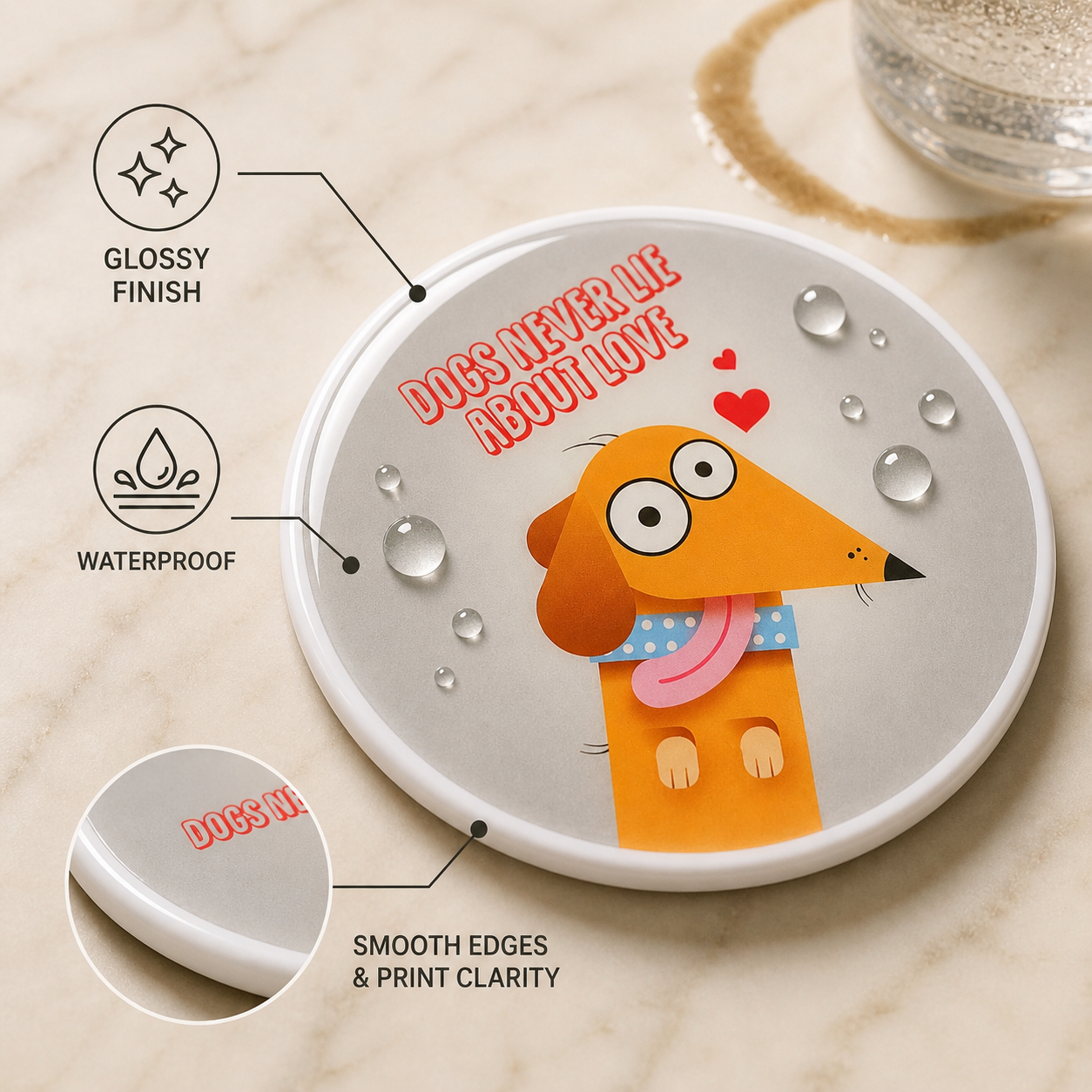 Butt love & dogs never lie coaster