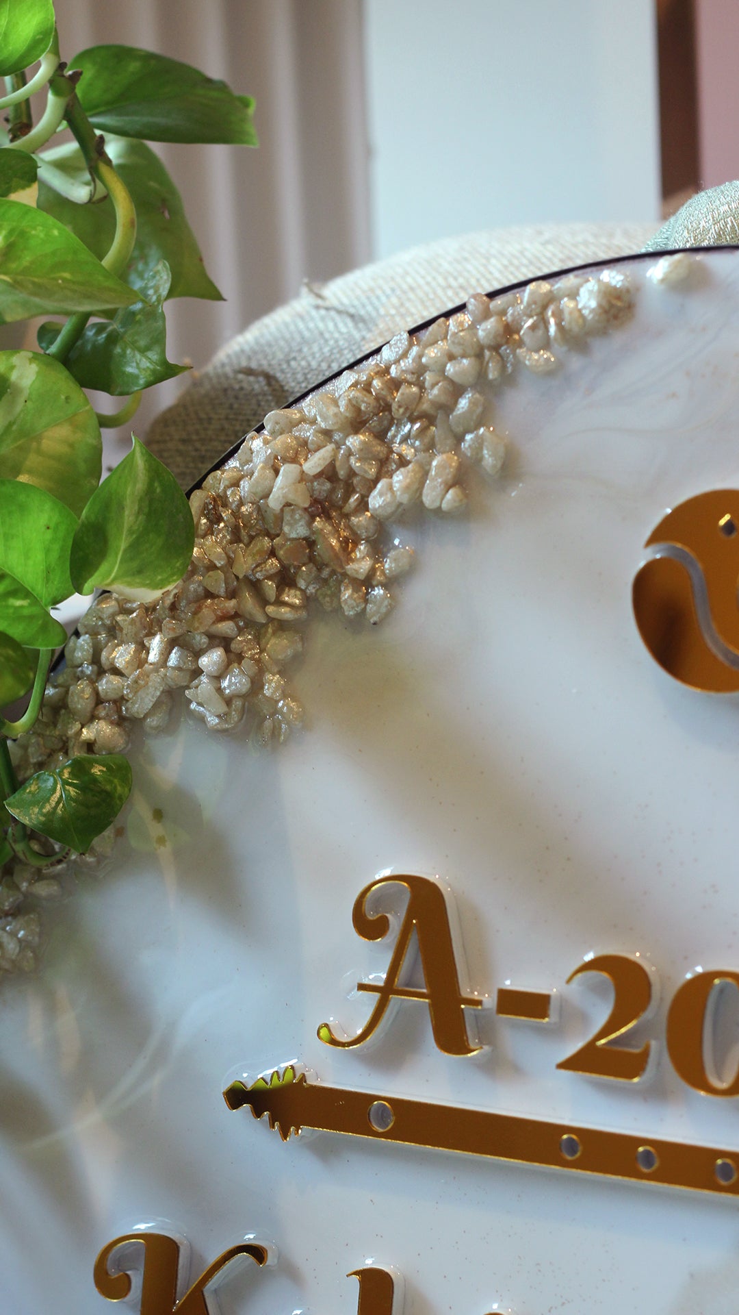 Beige Round Door Nameplate
