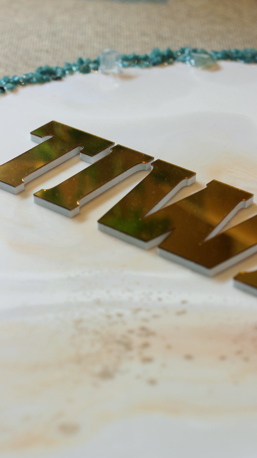 Green stone border Round Door Nameplate