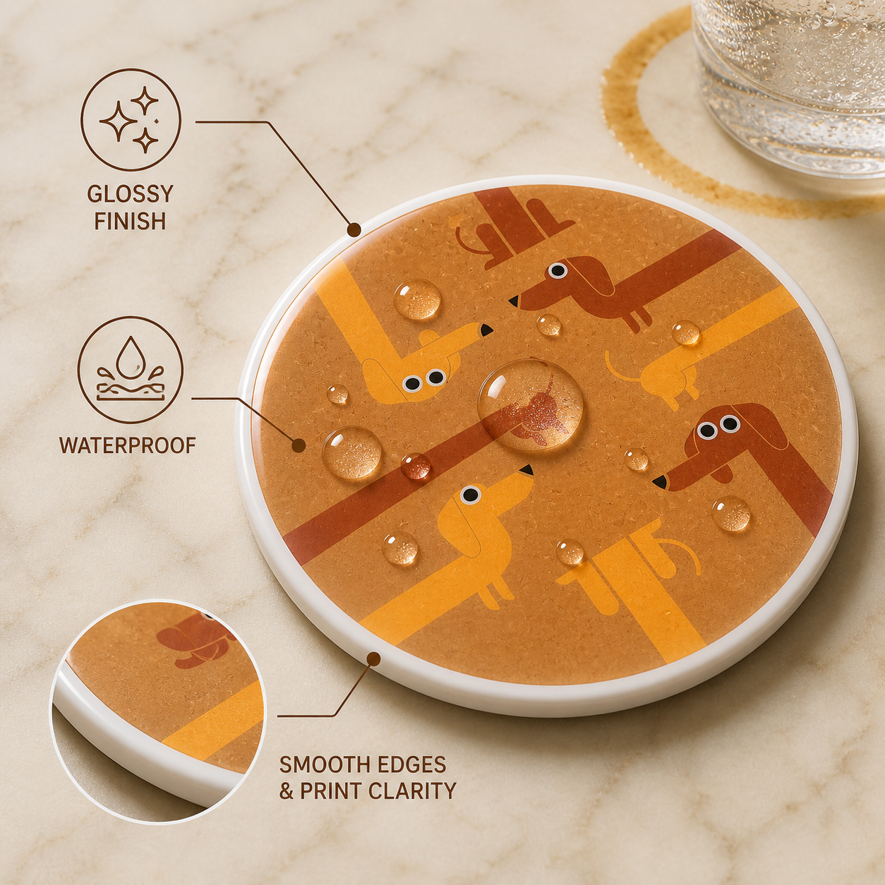 Sit happens & paw squad coaster
