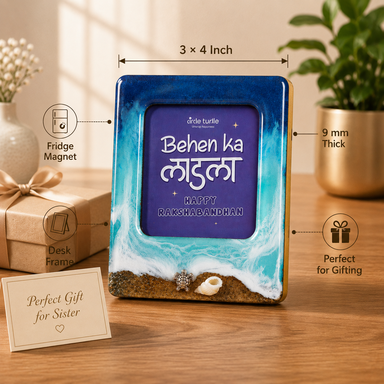 Sea Themed 2 in 1 Fridge Magnet & Desk Frame