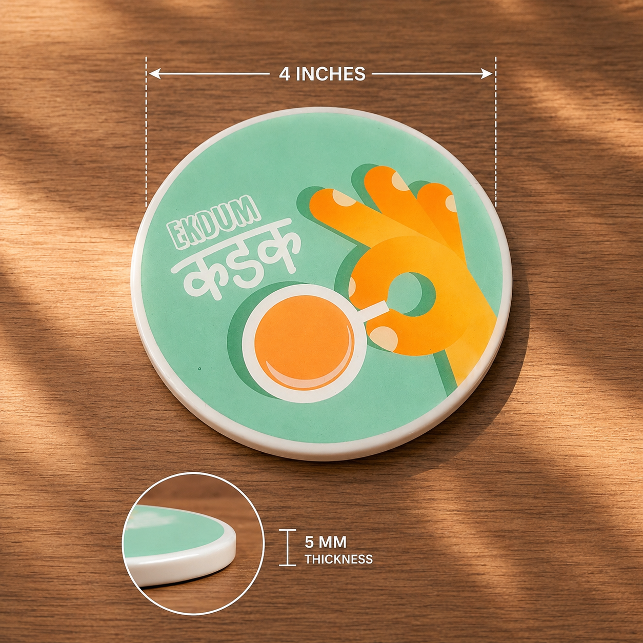 Ekdum kadak & spill some tea coaster