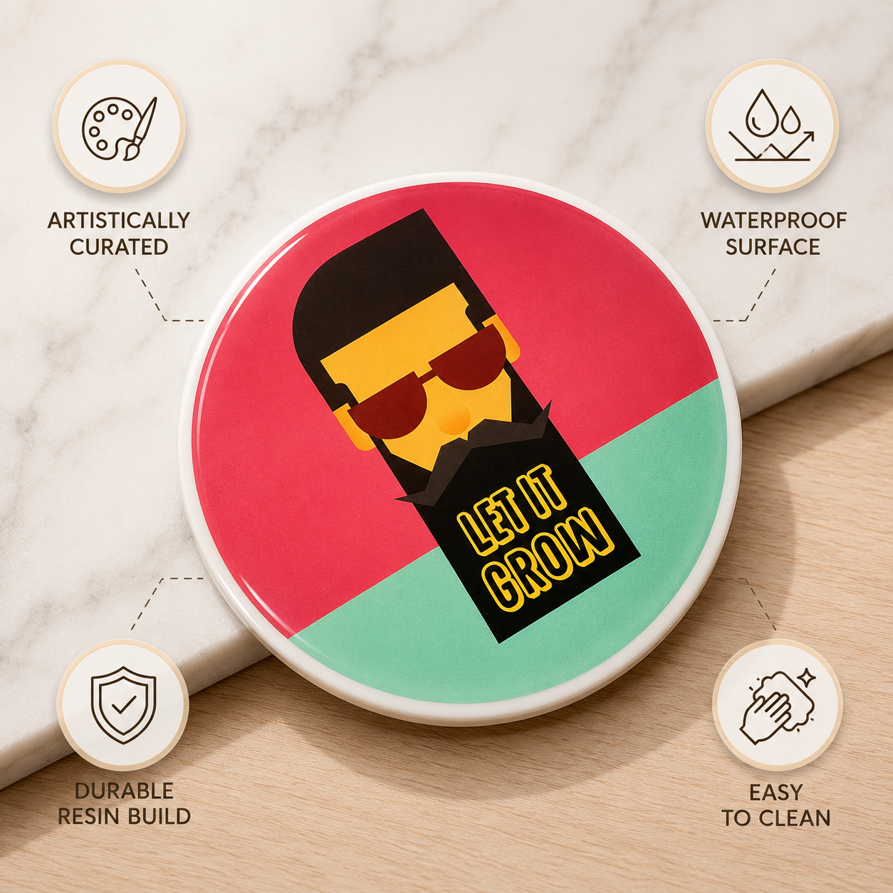 Let it grow Beard Coaster