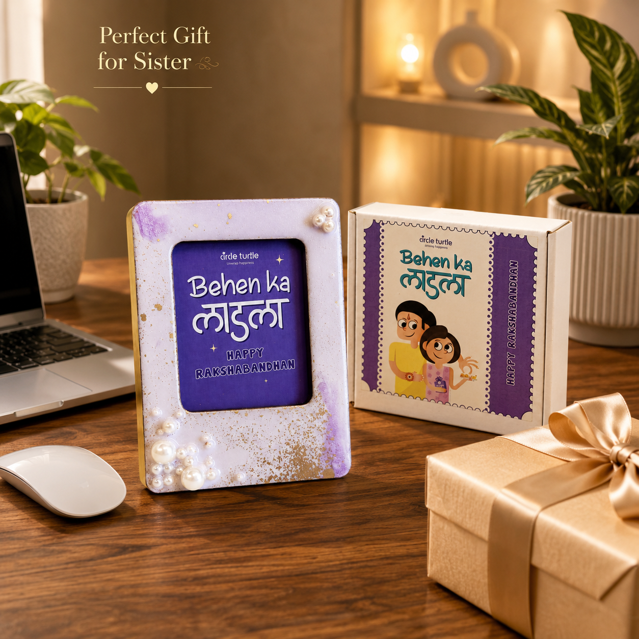 Purple Themed 2 in 1 Fridge Magnet & Desk Frame